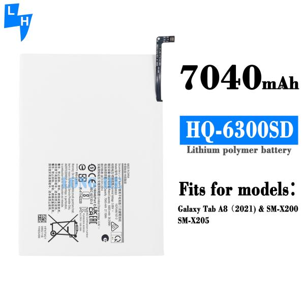Samsung Galaxy Tab A8 2021 SM-X200 SM-X205 Bateria HQ-6300SD Original 7040mAh Capacidade branca