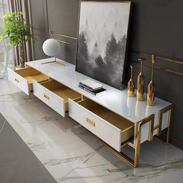 Modern Light Luxury Stainless Steel Lacquer Dressing Table TV Cabinet Combination