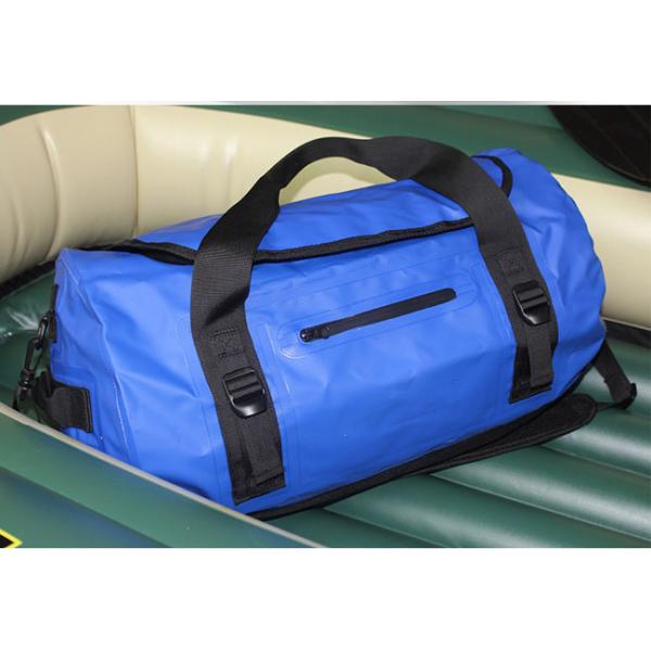 Blue 30 Liter Waterproof Duffel Bag Durable For Travel Front Pocket Design