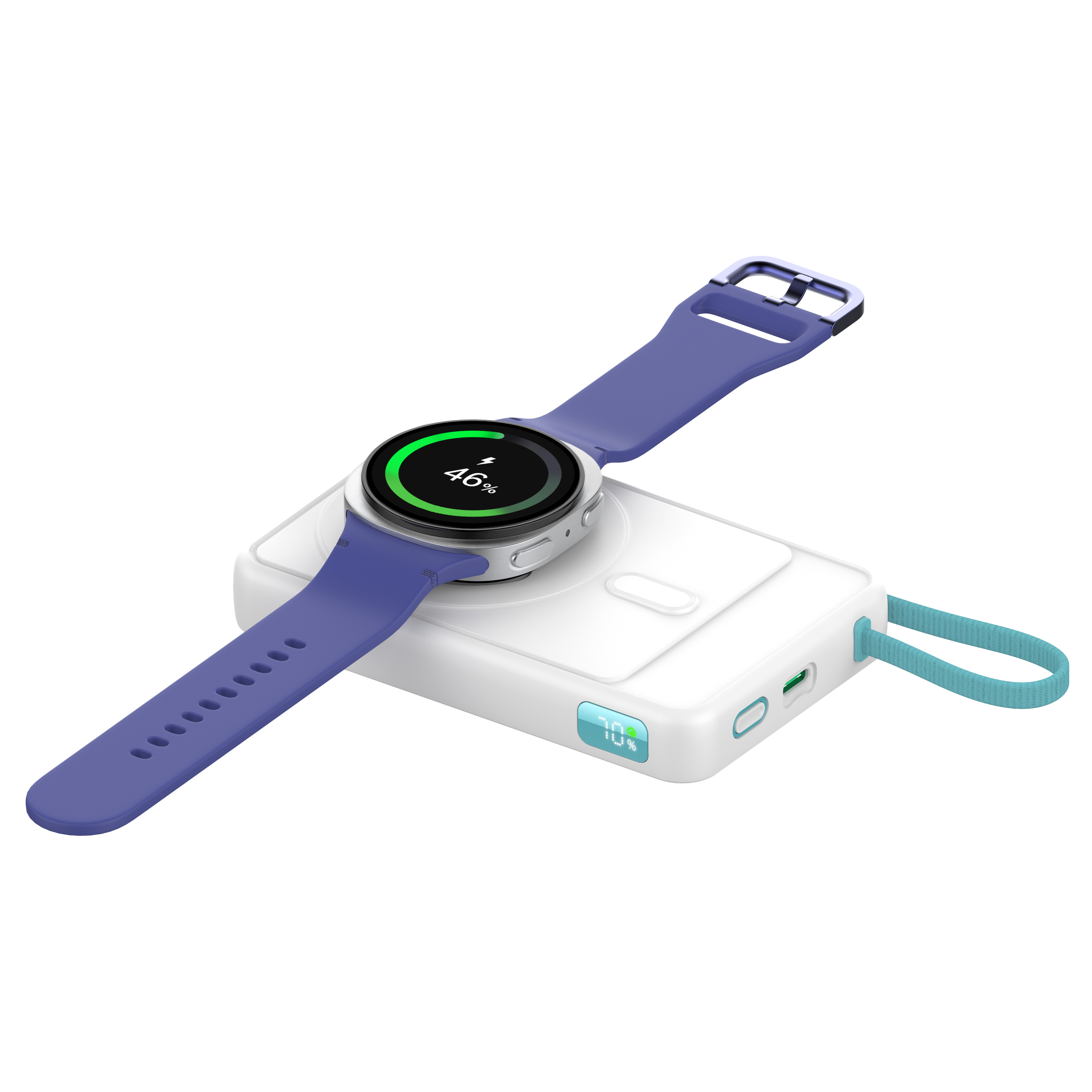 10000mAh Power Bank Multifunctional Portable Charger with Built in Type C Cable Wireless Charging for Apple Watch and Phones
