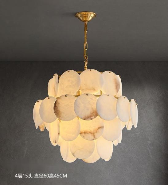 Iluminação moderna luxo restaurante bar interior grande lustre de mármore para sala de estar simples lustre de alabastro D60CM