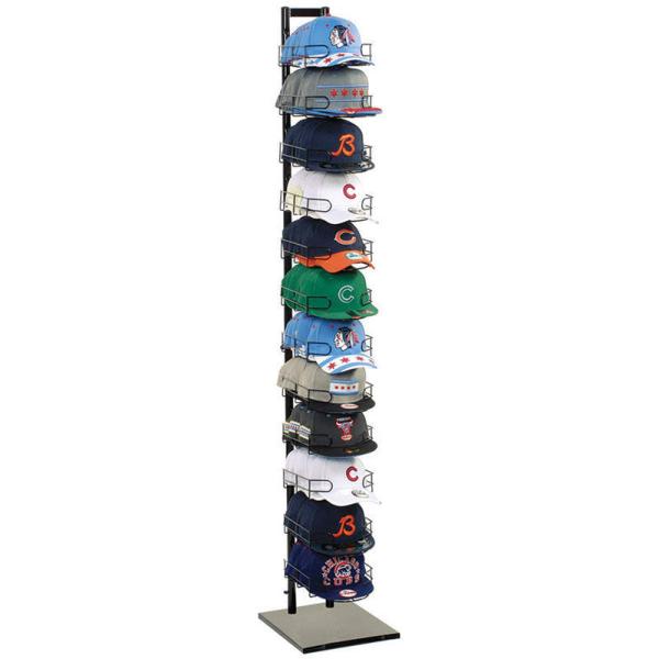 12-shelves Caps Display Flooring Rack Baseball Hat Storage Tower Stand with Metal Base For Sportswear Store