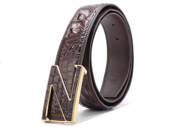 Custom logo fashion casual belt alloy automatic buckle crocodile men's belts