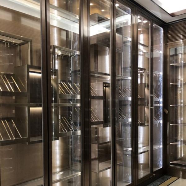 SS Steel Wine Cabinet With Glass Door Temp Controlled Wine Cabinets