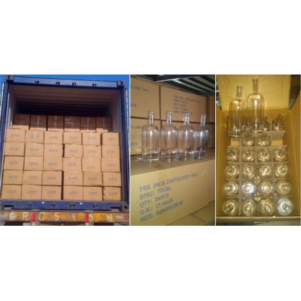 Glass Collar 750ml Super Flint Rum Empty Liquor Bottle for Beverage Transportation