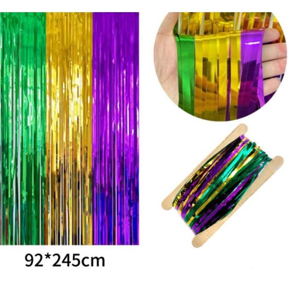 Стены на заднем плане вечеринки, рождественские вечеринки фиолетовые, золотые и зеленые трехцветные швейные дождевые шторы