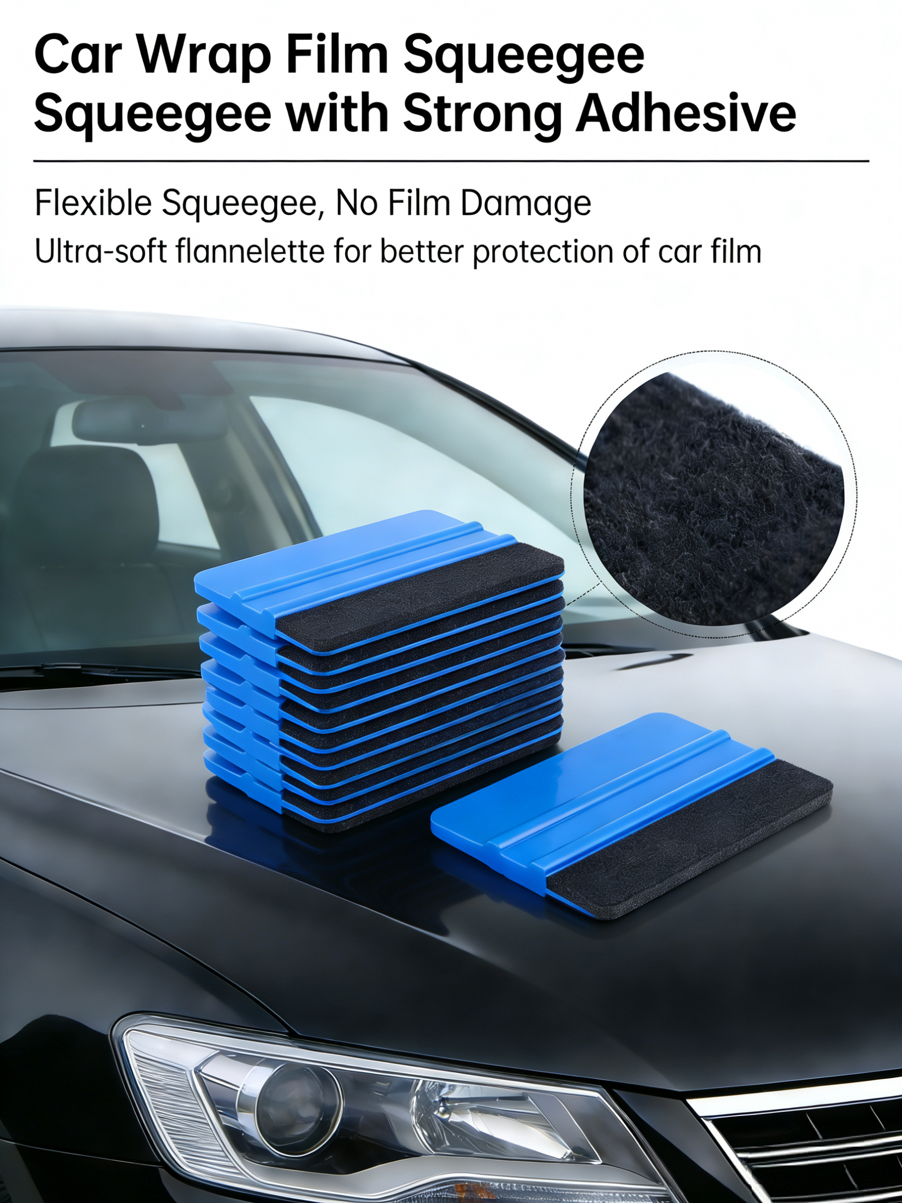 Microfiber Felt Wrap Squeegee - Car Detailing Vinyl Tool & Screen Printing Scraper