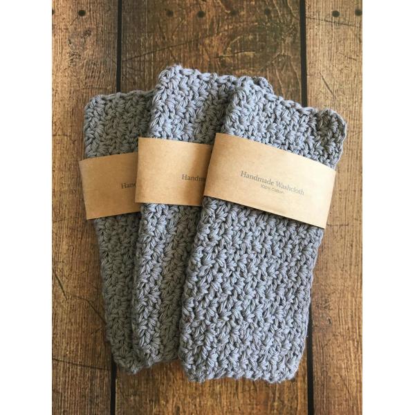 Y-F Grey Cotton Washcloth Crochet Natural Cotton Wash Cloth Face Cloth Dish Cloth Cotton Towel Gift for Mom
