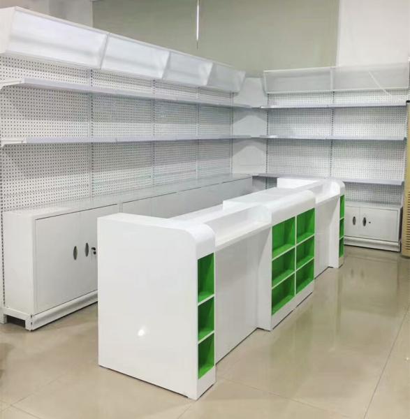 Durable Metallic Medicine Display Racks Wall Side 900x320x2000mm Size
