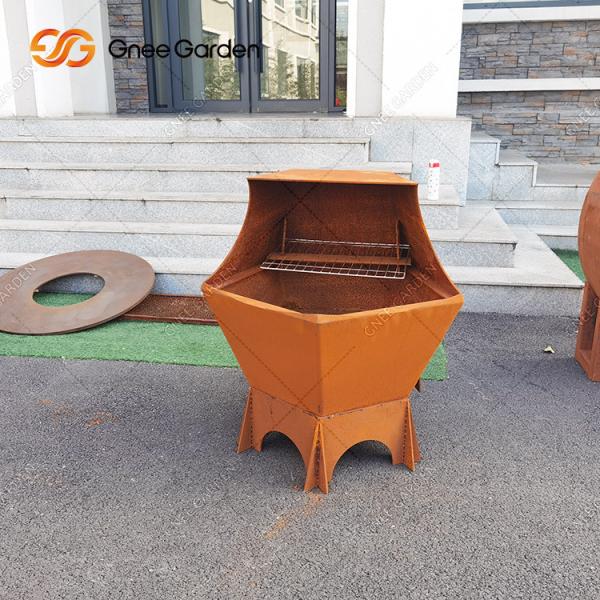 Charcoal Bbq Gas Grill Corten Steel Fire Pit Table For Outdoor Garden Bbq