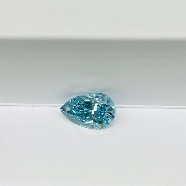 IGI Certified Fancy Vivid Blue Synthetic CVD Diamond Pear Shape 3.64ct