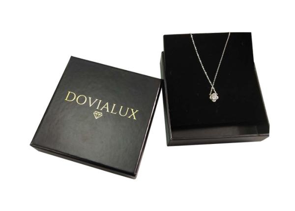 Black Jewelry Paper Gift Box Cardboard Necklace Packaging Lightweight With Sponge
