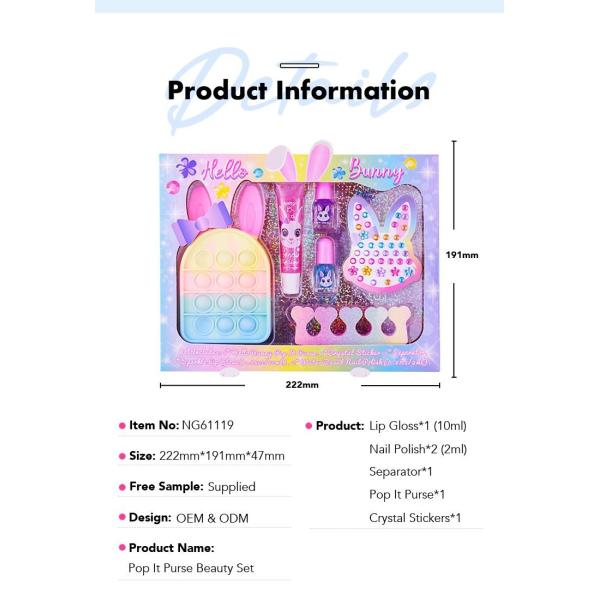 Multicolor Portable  Childrens Plastic Makeup Sets Perfection In A Kit Pop It Bag