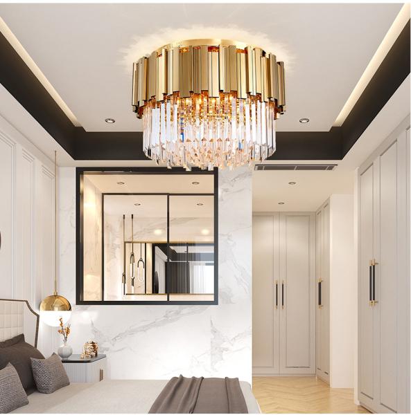 Modern LED crystal chandelier luxury gold stainless steel lustres celing lighting(WH-CA-53)