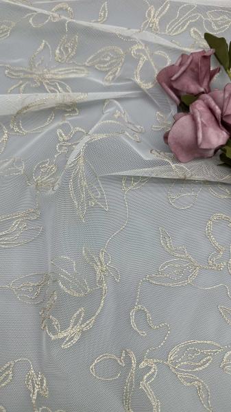 French Tulle Lace With Embroidered Thread Ultra-Fine Mesh For Sheer Elegance With Subtle Shine