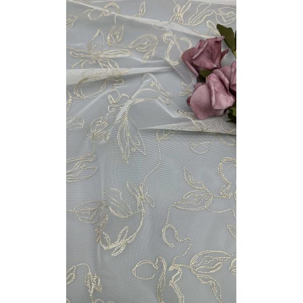 French Tulle Lace With Embroidered Thread Ultra-Fine Mesh For Sheer Elegance With Subtle Shine