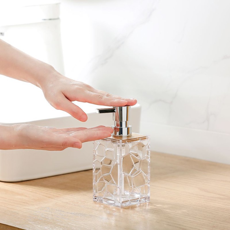 Stylish Transparent Acrylic 4 - Piece Bathroom Toiletry Set for Organizing Soap Toothbrushes Cotton Swabs