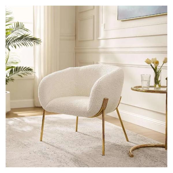 Soft Velvet Modern Single Seater Chair Anti Fading White Color