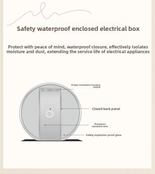 Modern Round LED Bathroom Mirror Storage Shelf Integrated Touch Switch IP44 Rated for Hotels Apartments Compact Toilets Vanities