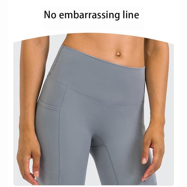 Hip Lifting High Waisted Tights Pants Nylon Women's Yoga Pants With Side Pockets