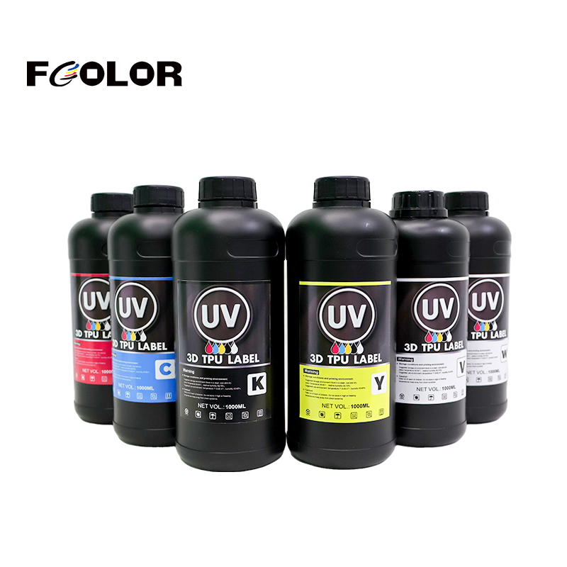 FCOLOR 1000MLLogo Customizable Transfer Film 3D Label Logo Textile Printing DTF TPU UV Ink for Plain Oversized T-shirt
