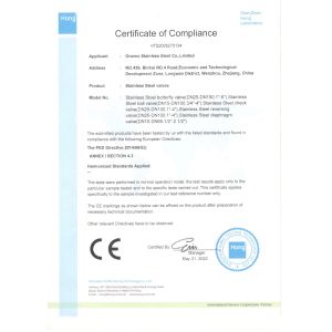 Wenzhou Onemo Stainless Steel Co., Ltd. Сертификации