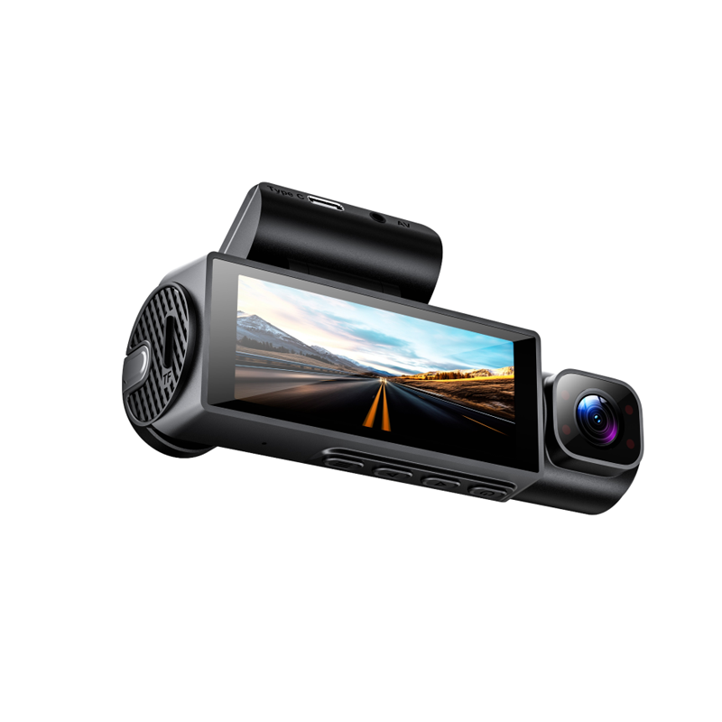 Three Channel Car Dash Cam Front Inside Rear Dual 1080P 4K Built in WiFi GPS