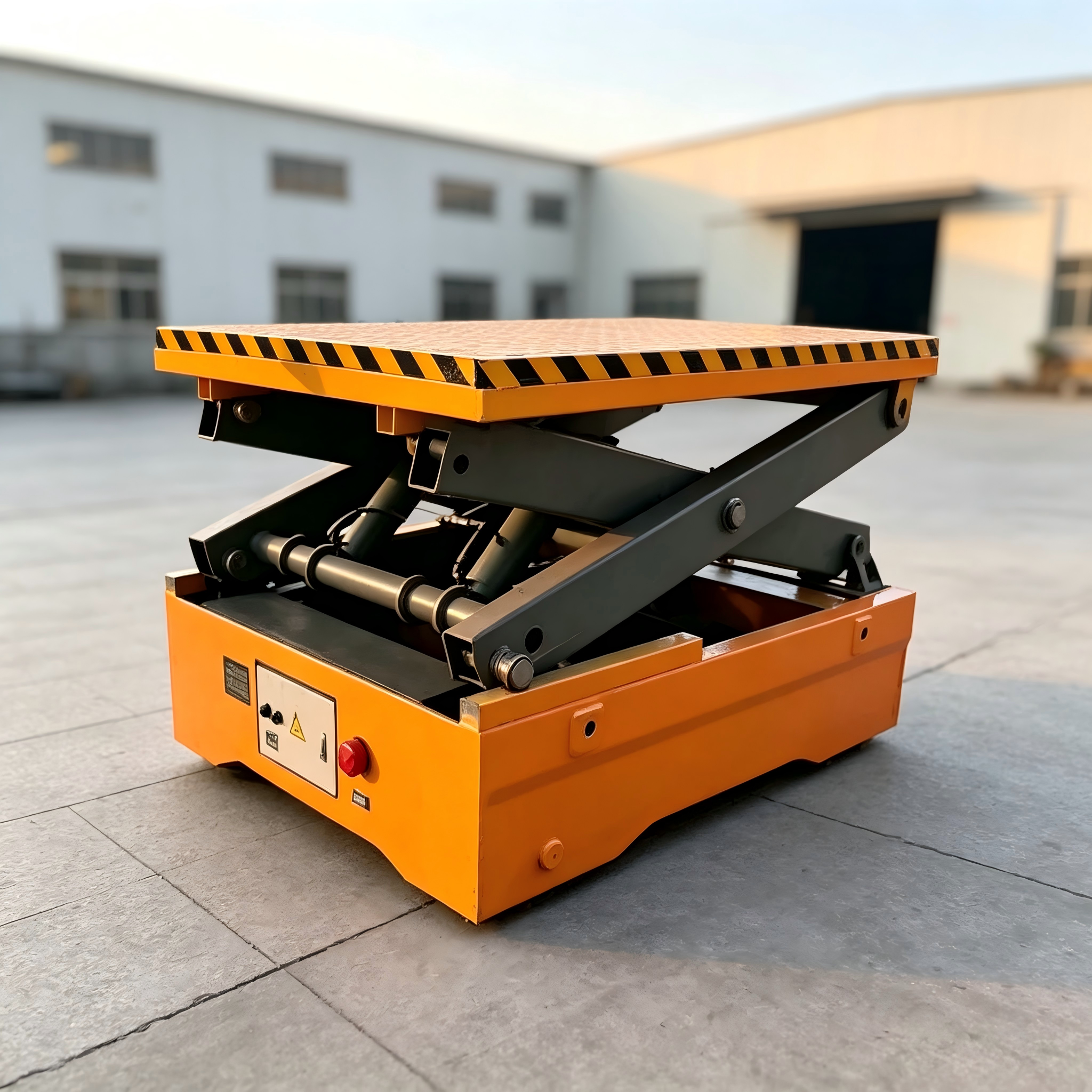 Trackless Lifting Transfer Cart Electric Hydraulic Lifting Platform Trolley For Factory Workshop Material Handling