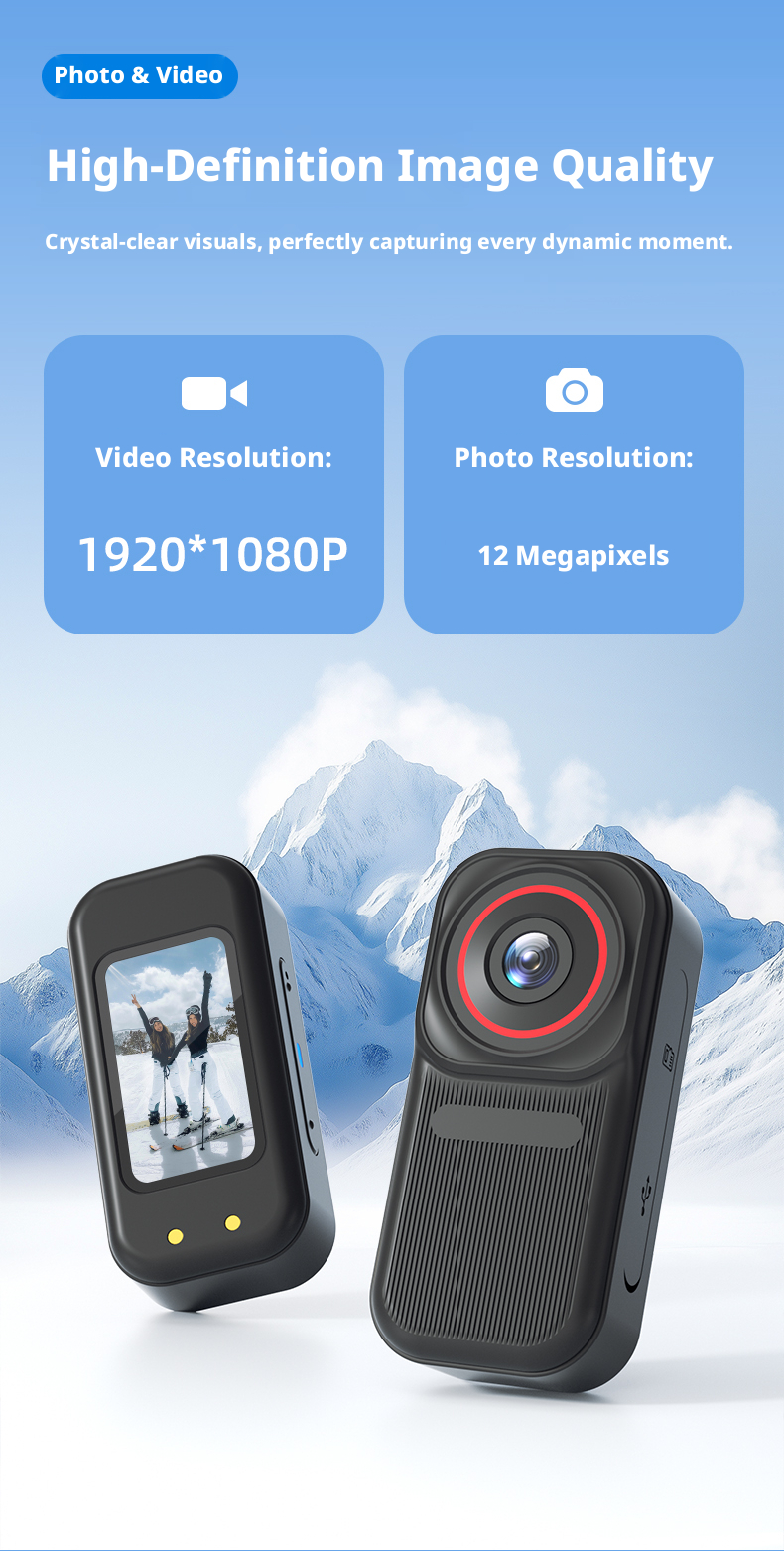 Thumb Camera 170° Wide Angle Mini Action Camera WiFi Pet Camera 120min Battery for Travel Outdoor Hiking Adventure