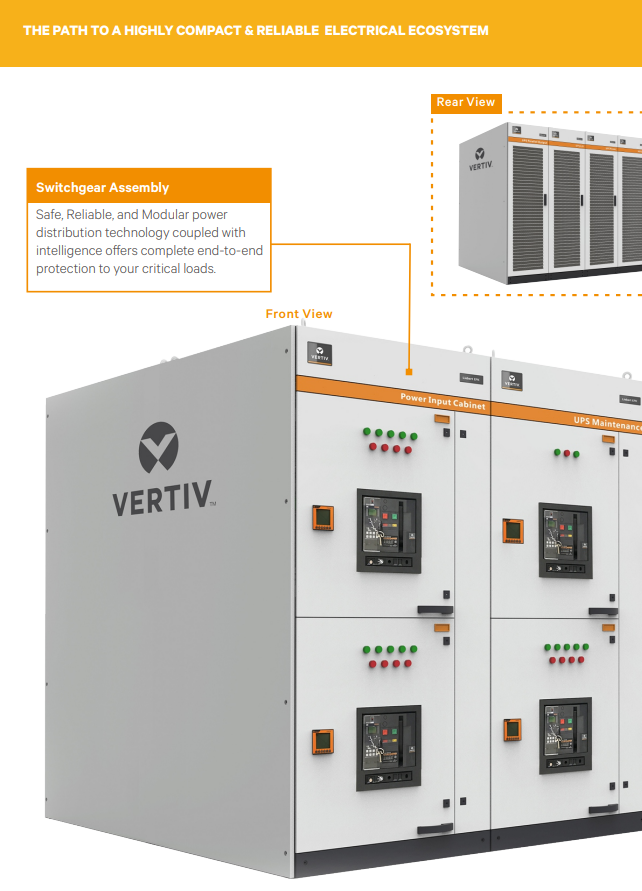 VERTIV Liebert APT Power Distribution Cabinet with 600kW Capacity, 1443A Rated Current, and 24 Sockets for Data Centers