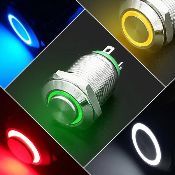 3V 5V 12V 24V Industrial Electrical Connector Metal Push Button Light Switch 12mm