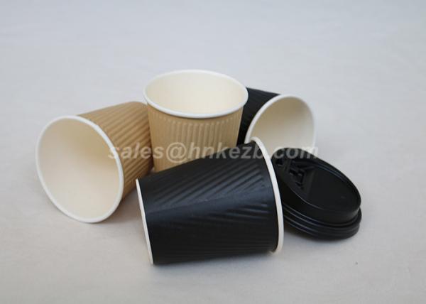 8oz Ripple Wall Disposable Hot Cups With Lids / Insulated Coffee Cups Disposable