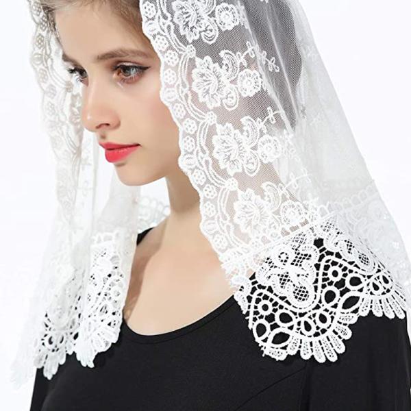 Y-Z White Bridal Embroidery Flower Lace Edged Bridal Veils for Hijab Ladies Women Shawl Muslim Veil Wedding