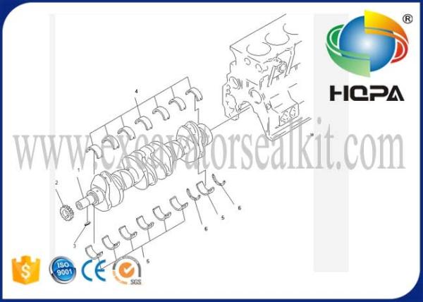 Komatsu PC200-6 Forged Crankshaft 6207-31-1100 For Engine 6D95