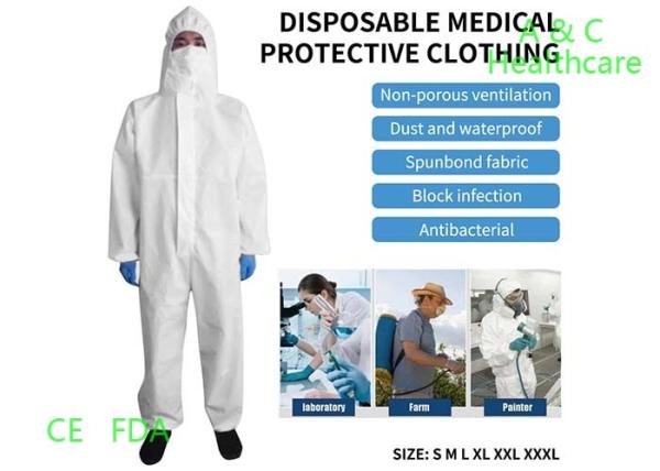 Blue PP Non Woven Disposable Protective Gowns Soft Hand Feeling 115*137 Cm