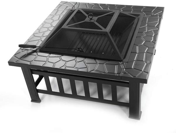 Outdoor 32'' Metal Charcoal Heating Stove For Patio Wood Burning Fireplace