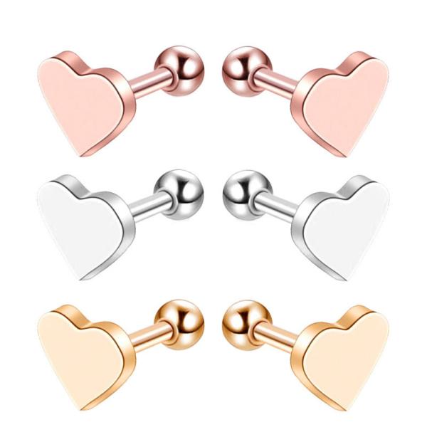 Sweet heart shape stud earrings rose gold plated earrings body piercing jewelry