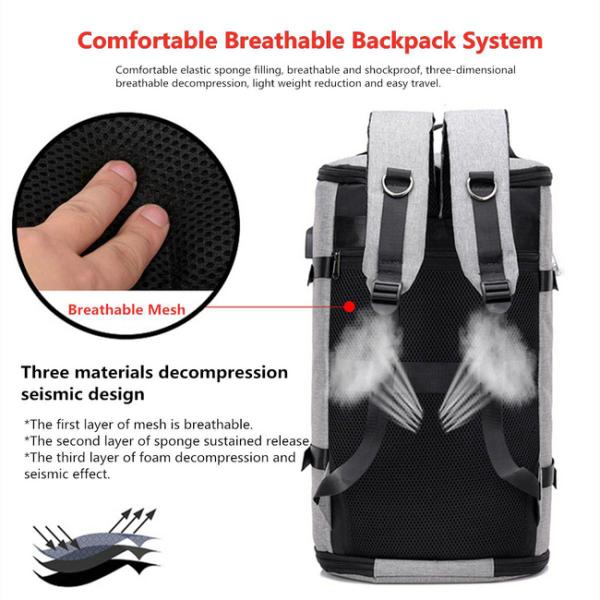 Anti Theft Zipper Open Nylon Leisure Backpack With USB Charging Port