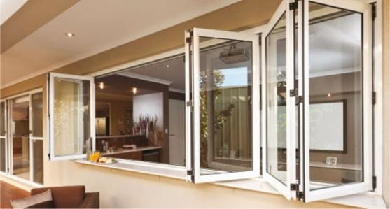 Sound Insulation Aluminum Sliding Folding Window Double Glazing frameless folding glass window bi-fold window