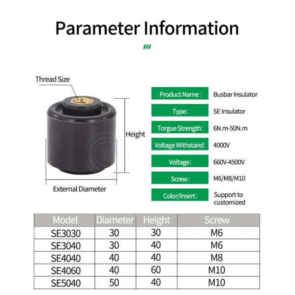 SE Series Busbar Insulator 6KV Porcelain Insulator Stand off for Electric Power Low-Voltage Insulators