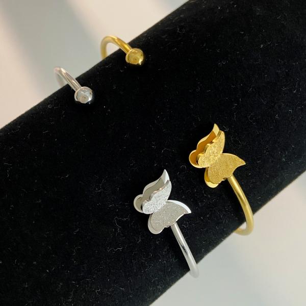 Des bracelets en or de luxe 18k en acier inoxydable 6.3cm bijoux bracelets à manchette papillon pour femmes