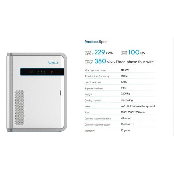 LiFePO4 Battery Commercial Energy Storage System All-in-One 100kW-120kW AC Cooling