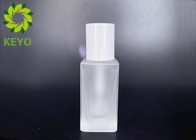 30ml Frosted Square Glass Foundation Bottle With White Pump And Cap