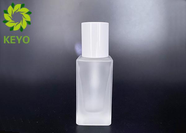 30ml Frosted Square Glass Foundation Bottle With White Pump And Cap