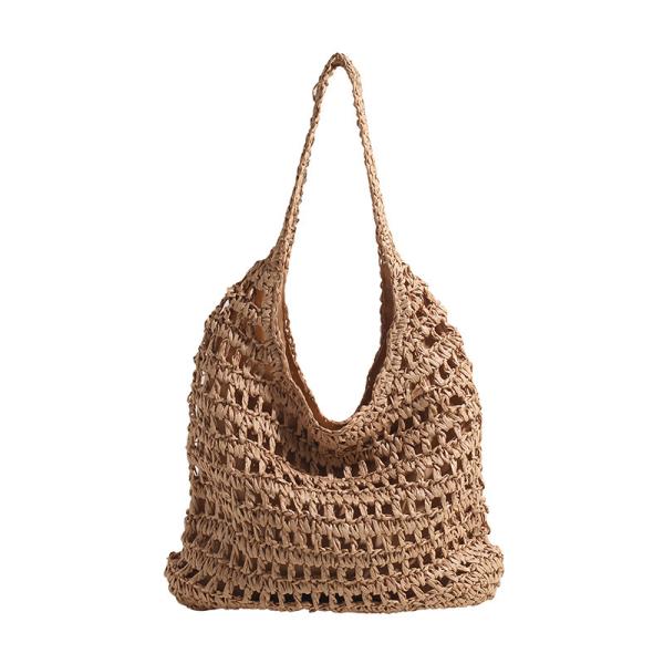 Bolsas Personalizadas Logo Bolsos De Paja Tejida Custom Raffia Clutch Woven Crochet Shoulder Women Handbags Beach Straw Bag Mesh Beach Bag Crochet Tote Bag Straw Crochet Purses for Women Raffia Tote