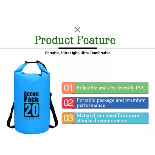 30L Dry Sack Camping Storage Bag Multicolor Portable Waterproof