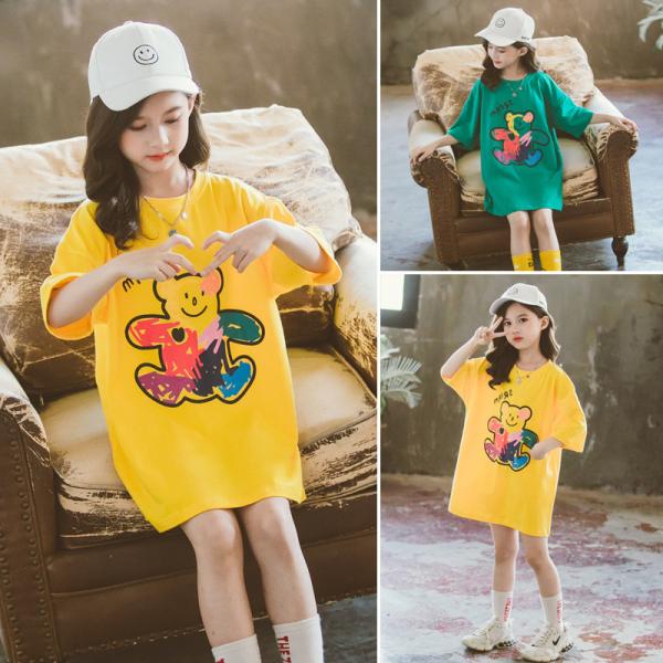 Small quantity clothing factory Comfortable Fabric Cartoon Bear Print T Shirt Girls Tops 90cm To 130cm