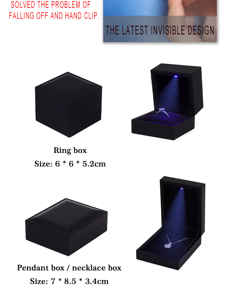 Premium Emerald & Jewelry Packaging Factory Wholesale Luxury Square Plastic Box with LED Light & Custom Logo