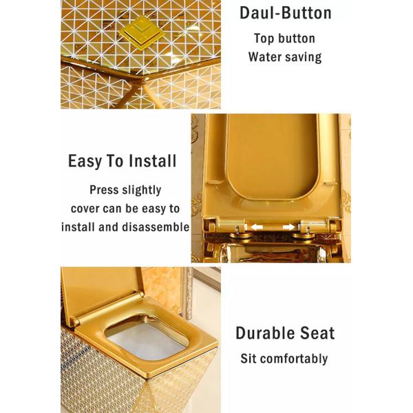 Шар туалета Ванная комната сифона топя, туалет формы диаманта цельный западный