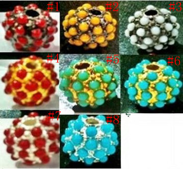 8-16mm Multicolor Alloy Pave Beads,Shamballa Beads,Pave Crystal Beads Wholesale